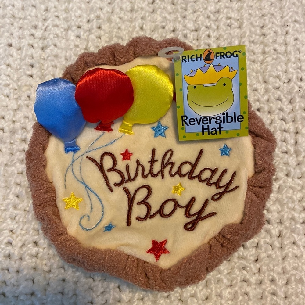 Rich Frog 1st Birthday Baby Boy or Toddler Balloon Reversible Hat NEW with tag